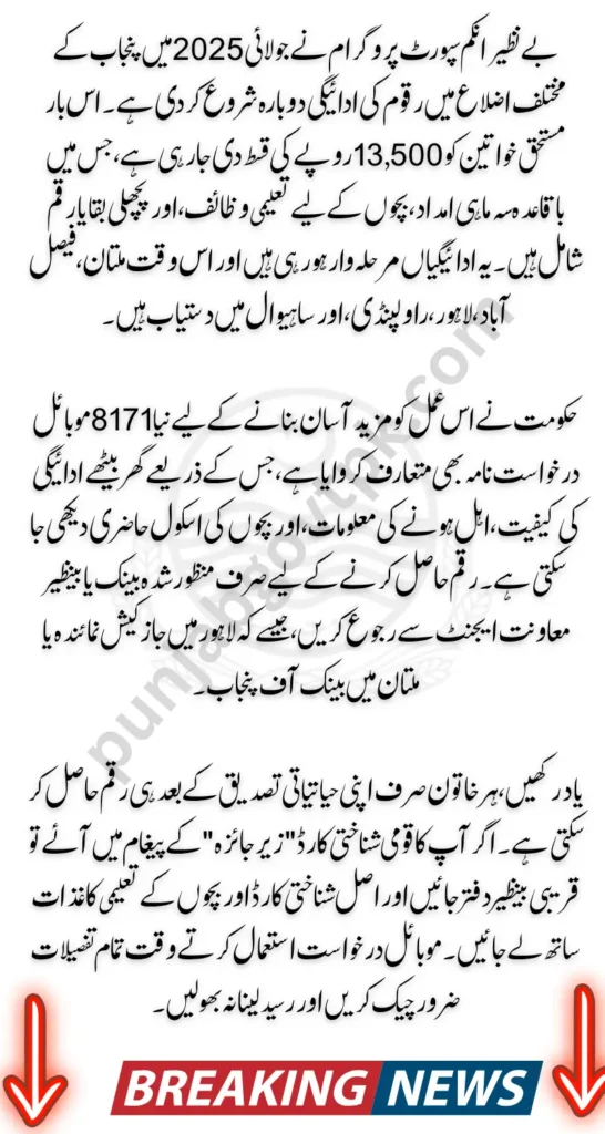 BISP Punjab Districts July 2025 Payments Check 8171 Mobile App Features
