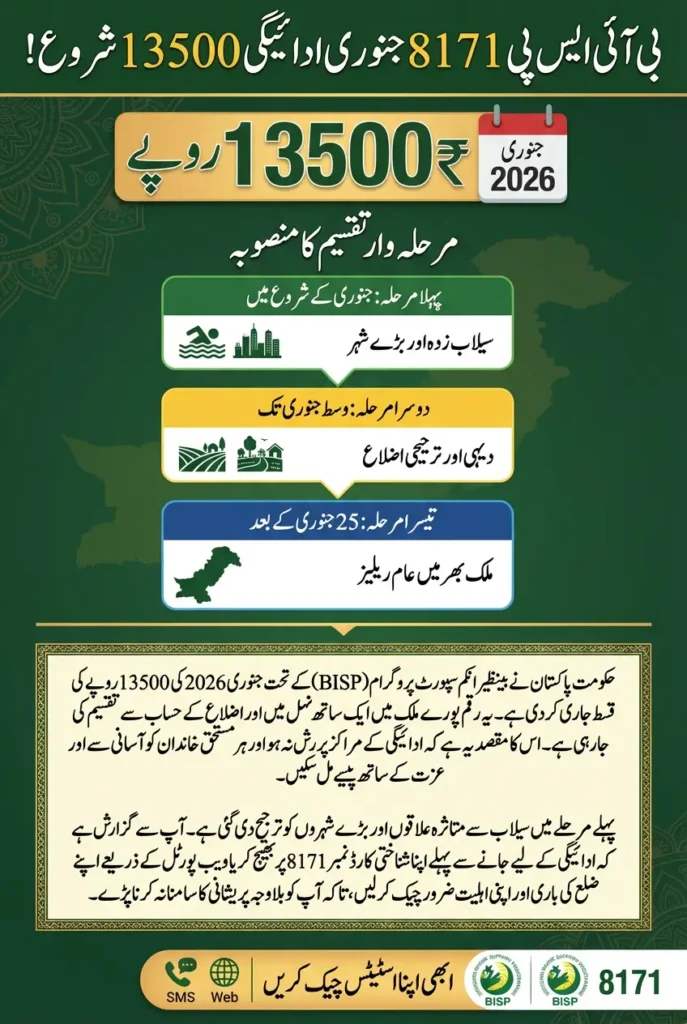BISP 8171 January 2026 Installment Which Districts Received Rs 13,500 First