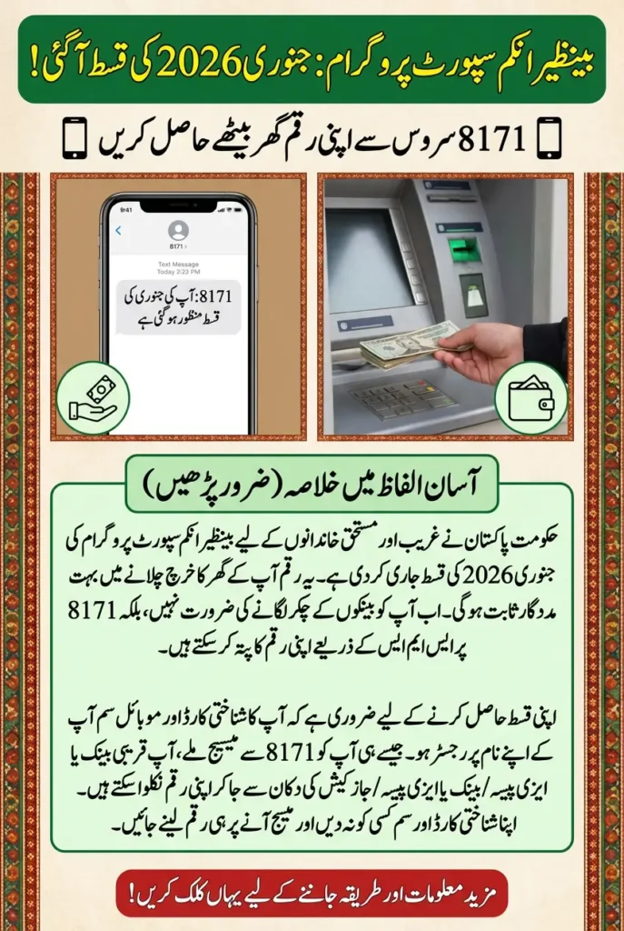 How to get the BISP 8171 Ehsas Kafalat January payment 2026 with BISP SIM